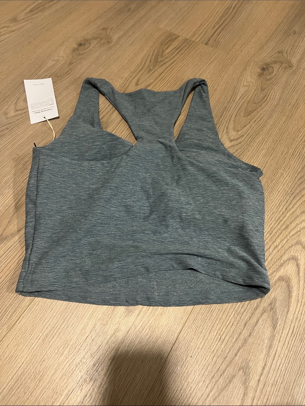 Grey/blue Racerback Cropped Sports Bra Top - Picture 3 of 4